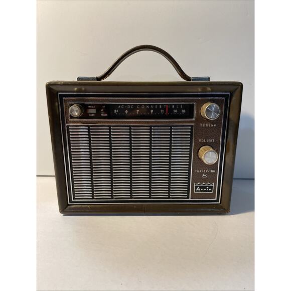Vintage 1963 Arvin 8 Transistor Box Radio 66R58 Leather Carry Case Lunchbox